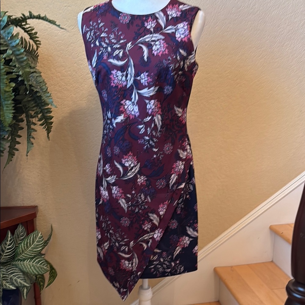 Vince Camino Asymmetrical Sheath Dress Sleeveless Crew Neck